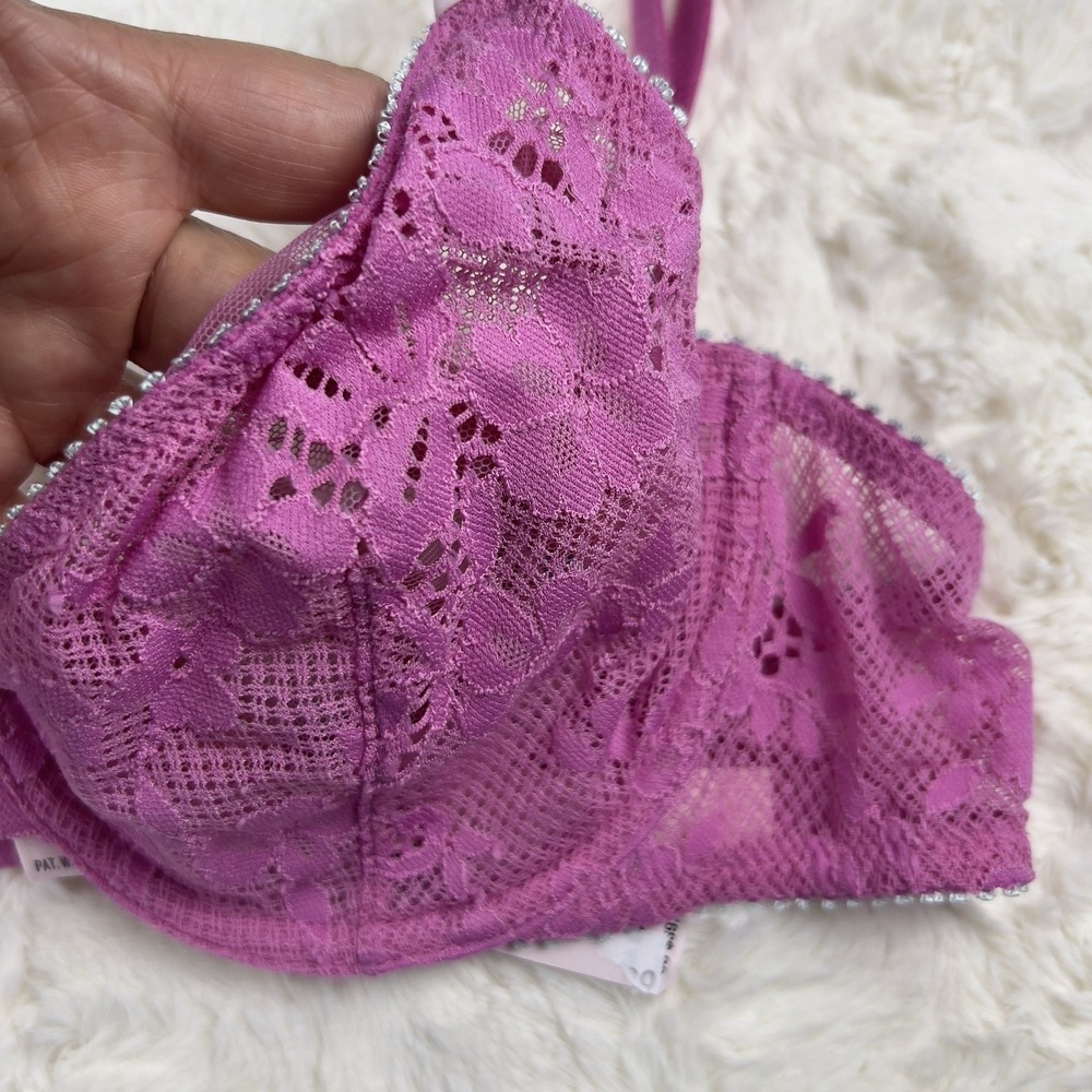 Victoria's Secret Tease Unlined Lace Demi Bra Hot Pink Underwire Size 36D NWT - Picture 8 of 9